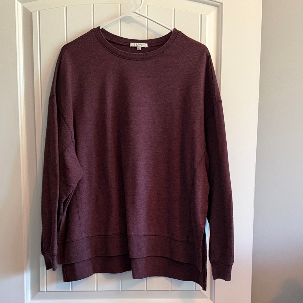 Z Supply Burgundy Ribbed Crewneck